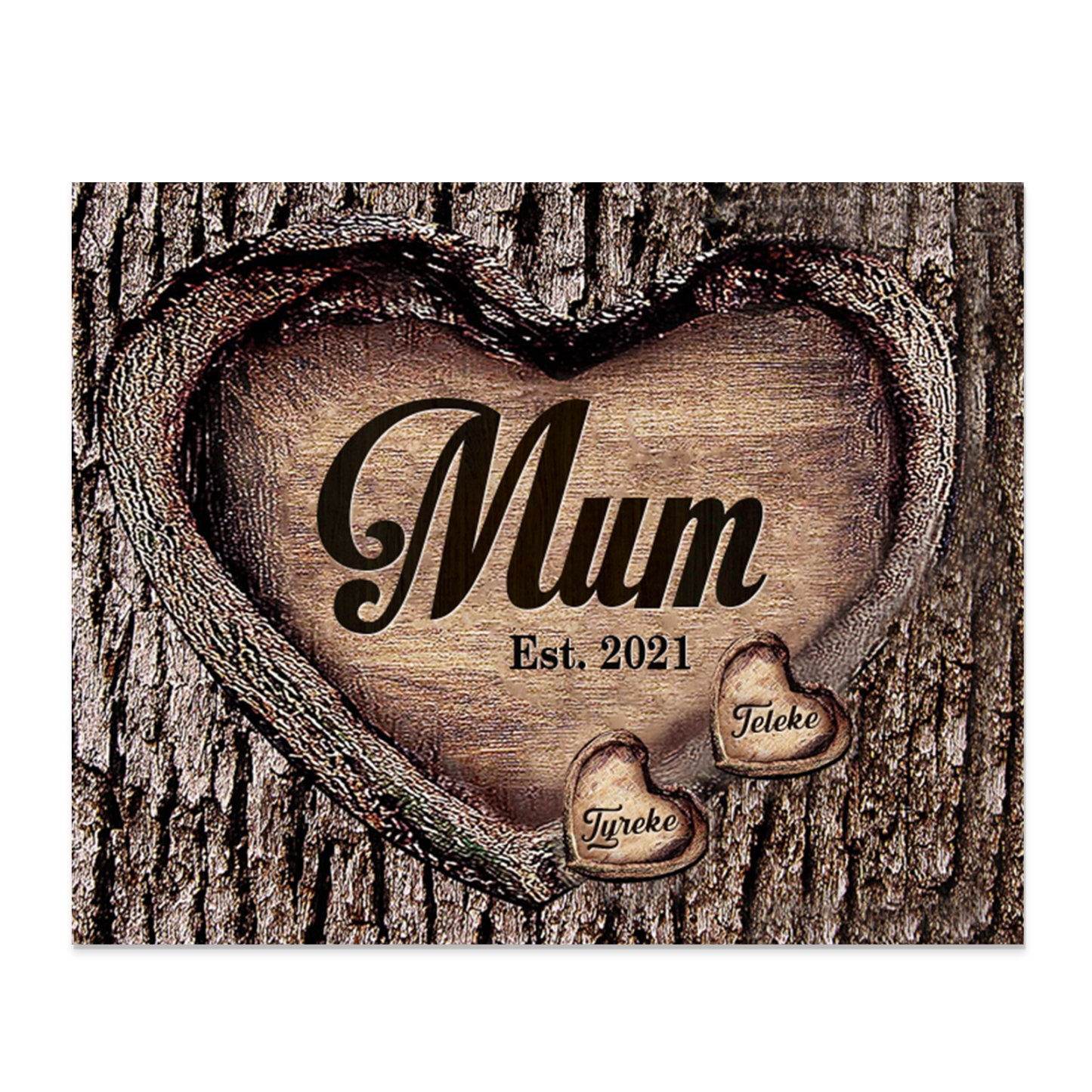 2 Names - Personalised Mum Wooden Plaque Custom Date & Names Home Decoration Hearts Gift for Mother-Jessemade AU