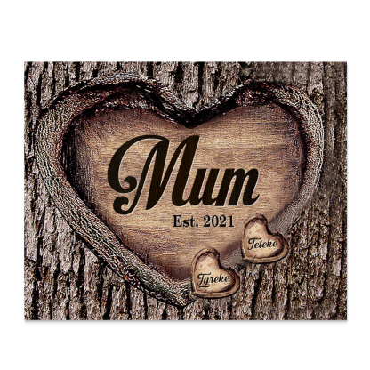 2 Names - Personalised Mum Wooden Plaque Custom Date & Names Home Decoration Hearts Gift for Mother-Jessemade AU