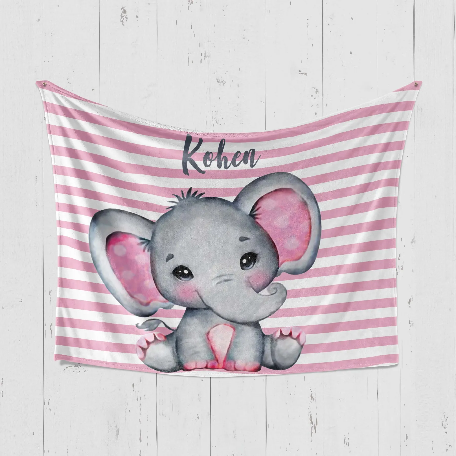 Personalised Baby Elephant Blanket Custom Name Gifts For Kids-Jessemade AU