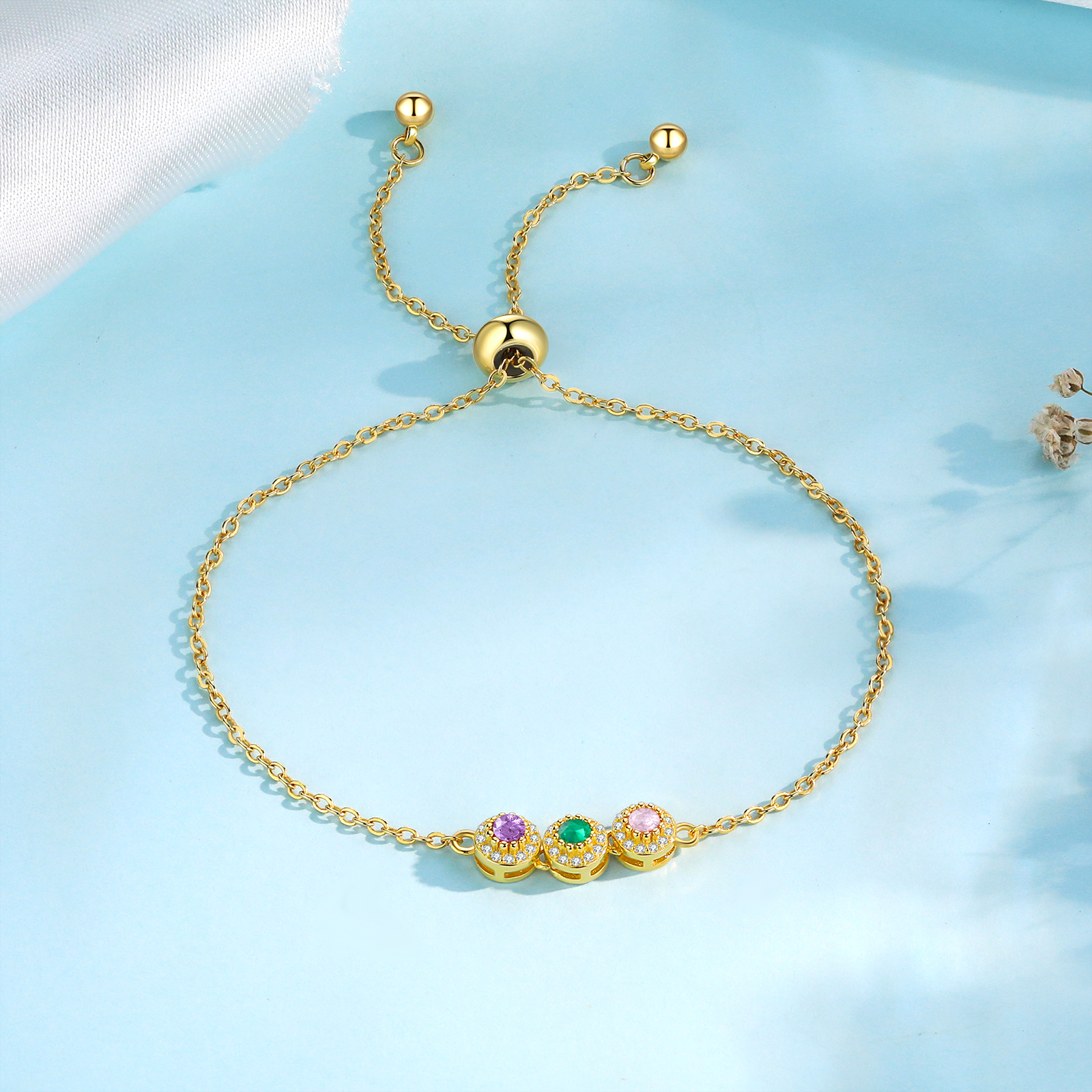 Personalised Women's Bracelet Customised 3 Birthstones Bracelets Birthday Mother's Day Gift for Her-Jessemade AU