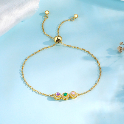 Personalised Women's Bracelet Customised 3 Birthstones Bracelets Birthday Mother's Day Gift for Her-Jessemade AU