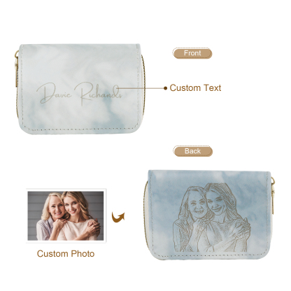 Personalised Women's Leather Wallet Custom Photo & Text Zipper Wallet Accordion Wallet Gift for Her-Jessemade AU
