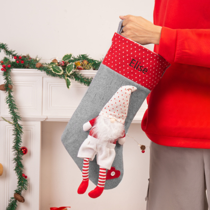 Custom 1 Name Christmas Stocking Ornament Christmas Gift Bags Santa Claus Stocking Gifts for Family Friends-Jessemade AU