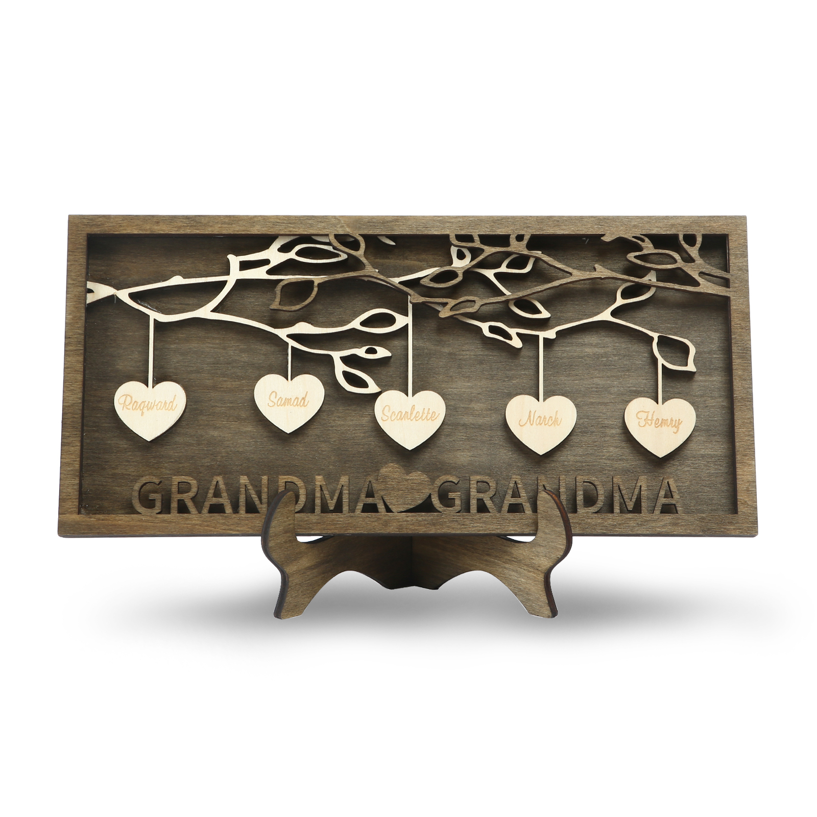 Custom Family Tree Sign Engrave 5 Names Wooden Family Frame Home Decor-Jessemade AU