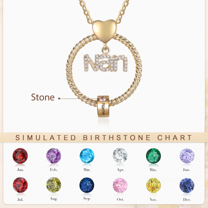 1 Name - Personalised Nan Necklace Custom Names & Birthstones Circle Pendant Necklace Gift for Grandma Nanna-Jessemade AU