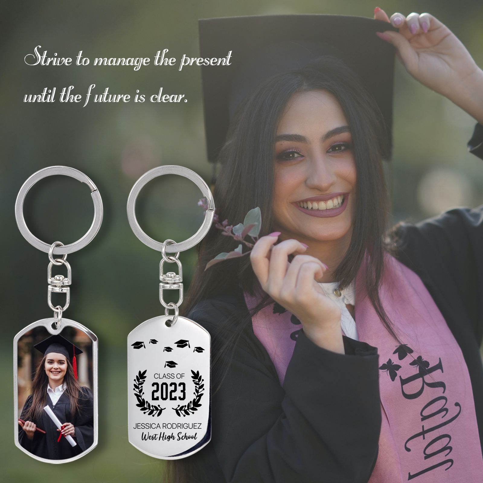 Personalised Photo Keychain Class of 2024 Graduation Keyring-Jessemade AU