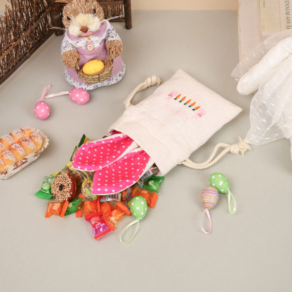 Personalised Bunny Tote Bag Customised with Name Bunny Drawstring Bag Easter Gifts-Jessemade AU