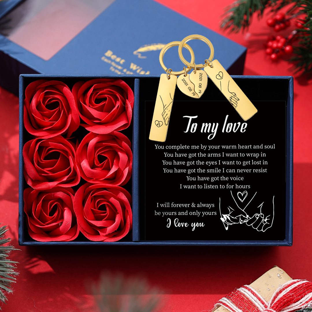 Personalised Hand in Hand Couple Keychain Set Engrave Name Matching Couple Gifts-Jessemade AU