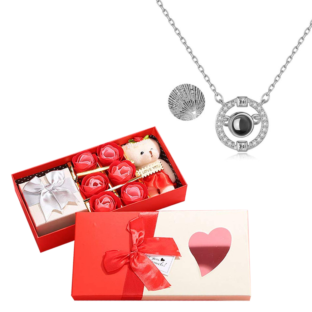 Personalised 100 Languages Projection Necklace Engraved  " I LOVE YOU" Heart Necklace Gifts For Her-Jessemade AU