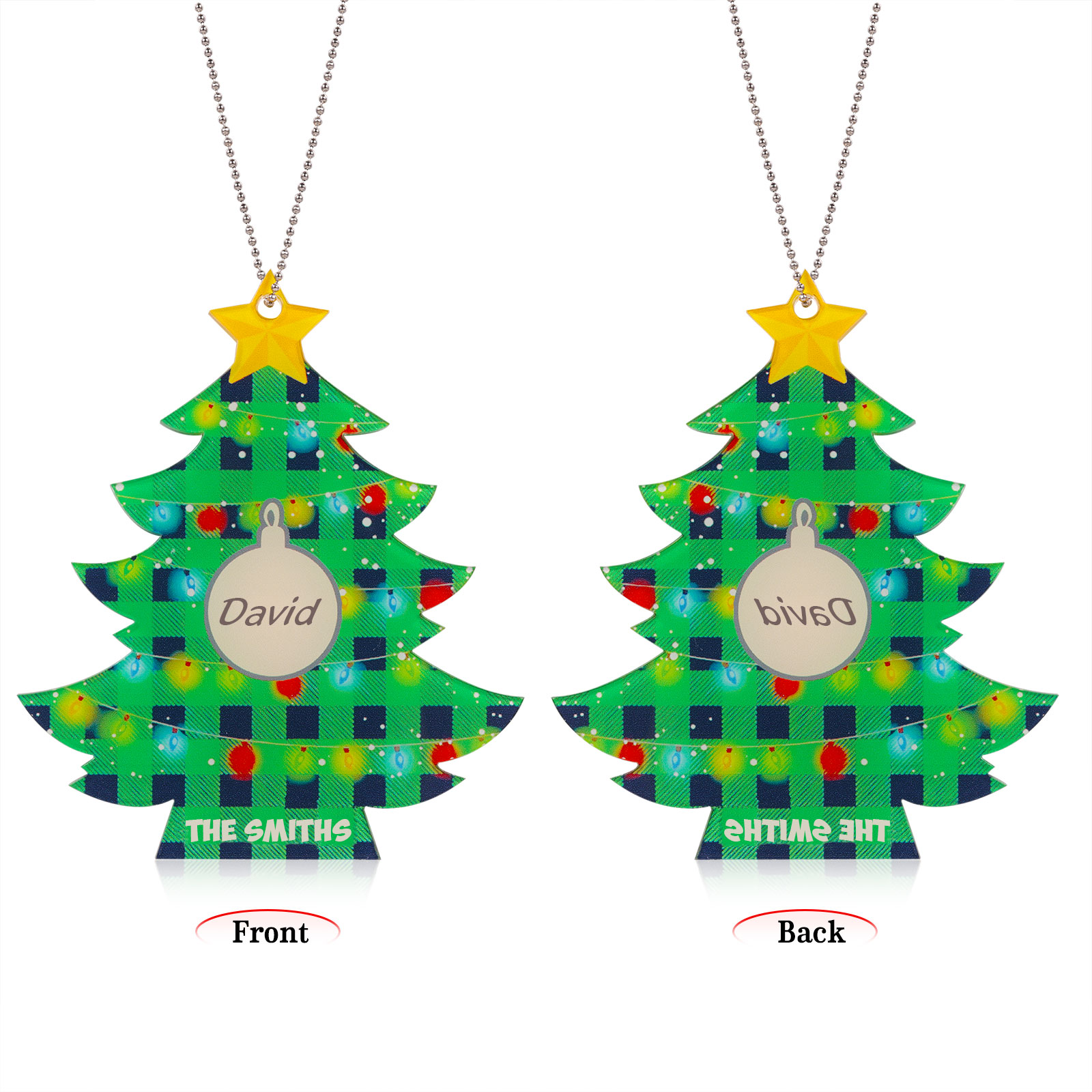 1 Name - Personalised Acrylic Christmas Tree Ornaments Customised Text & Name Xmas Pendant Gifts for Family Friends-Jessemade AU
