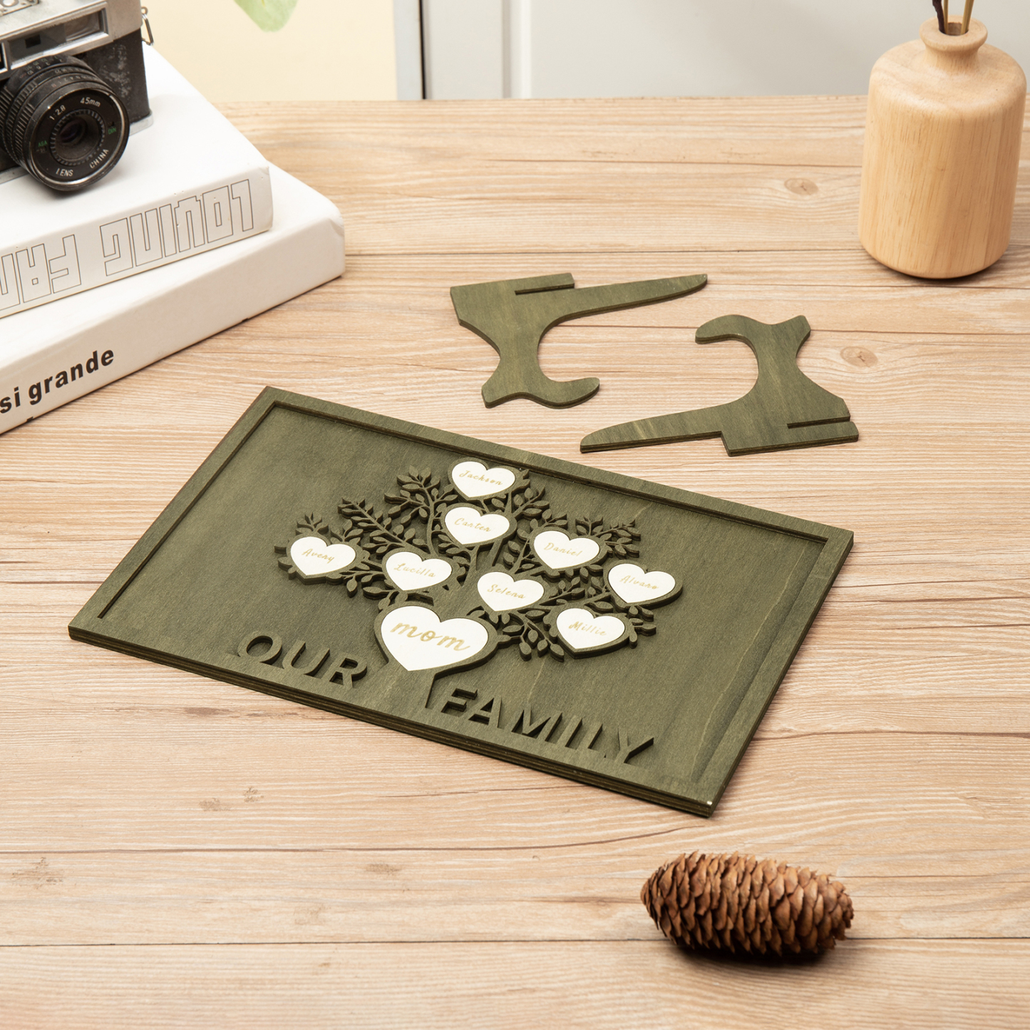 Family Tree Wood Frame Personalised Family Tree Sign Custom 9 Names Plaque-Jessemade AU