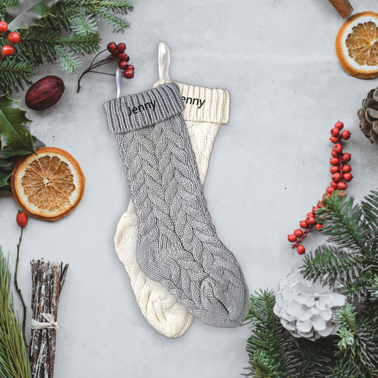 Christmas Needlepoint Stockings Personalised Name Knitting Stockings Decoration-Jessemade AU