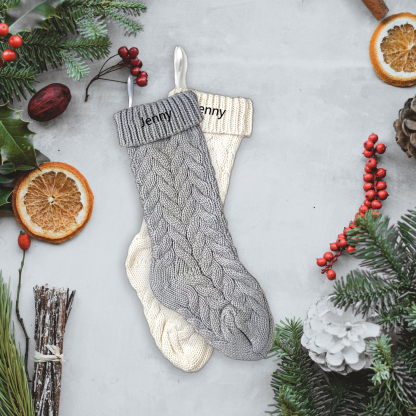 Christmas Needlepoint Stockings Personalised Name Knitting Stockings Decoration-Jessemade AU