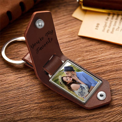 Personalised Photo Keychain Custom Text & 2 Letters Leather Keyring Gifts for Couples - You Will Always Have My Heart-Jessemade AU