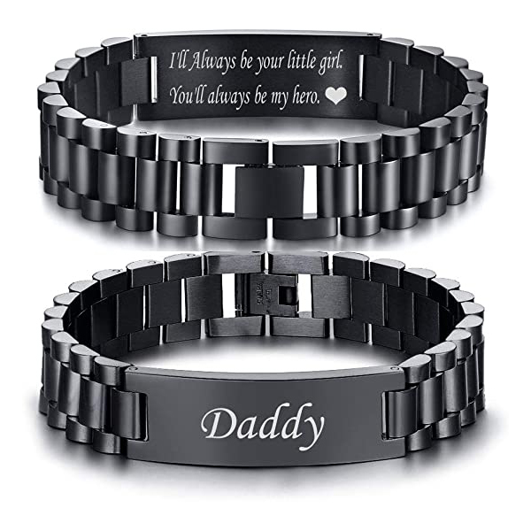 Personalised Men's Bracelet Custom Name and Text Wristband Initial ID Bar Bangle Gifts For Men-Jessemade AU