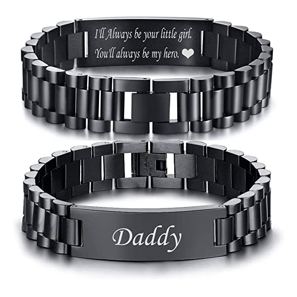 Personalised Men's Bracelet Custom Name and Text Wristband Initial ID Bar Bangle Gifts For Men-Jessemade AU