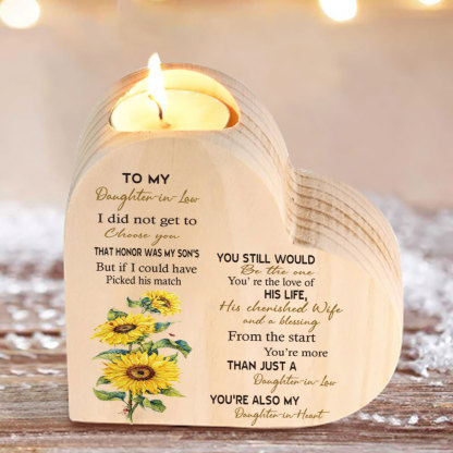 To My Daughter-in-law-Wooden Heart Candle Holder Sunflowers Candlesticks "You still would be the one"-Jessemade AU