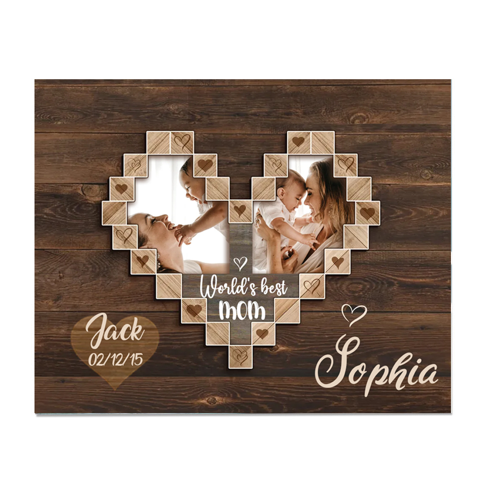 Mother Picture Board Personalised Photo Keepsake With 1 Kid Names Wood Signs Photo Frame Gifts For Mom-Jessemade AU
