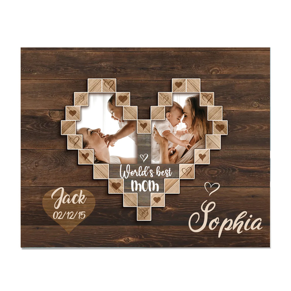 Mother Picture Board Personalised Photo Keepsake With 1 Kid Names Wood Signs Photo Frame Gifts For Mom-Jessemade AU