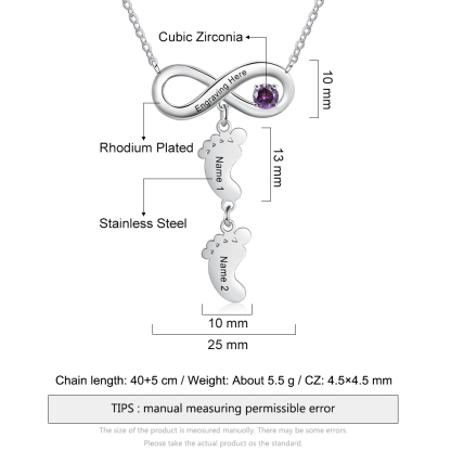 Mother's Day Gifts Personalised Infinity Baby Feet Mother Necklace Engraved 2 Names Necklace Gifts For Mom-Jessemade AU