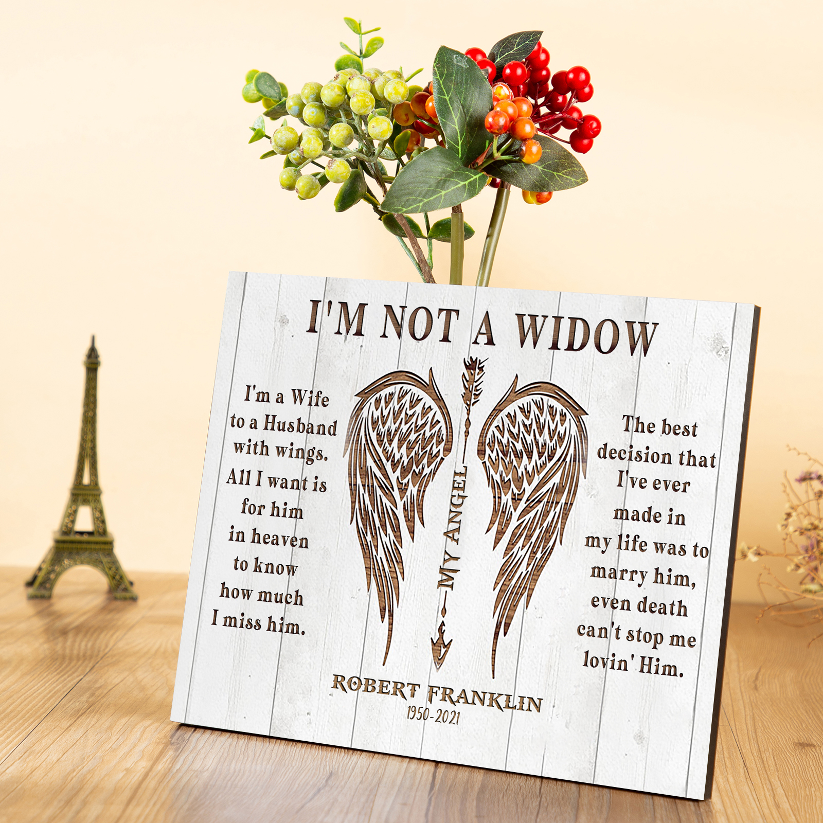 Memorial Wooden Plaque Custom Texts Art Decorations Picture Board Desktop Ornaments - I'm Not A Widow-Jessemade AU