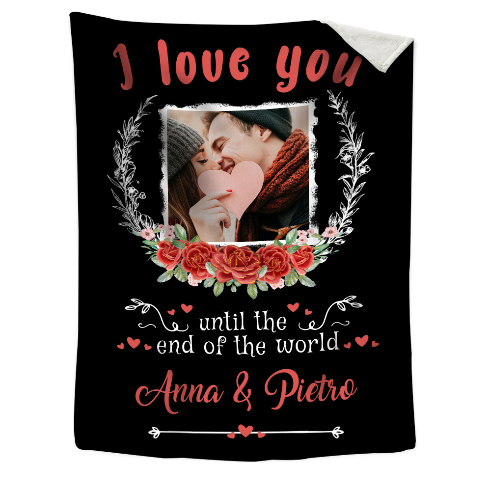 Personalised Couple Photo Blanket Customised 2 Names Blanket Valentine's Day Gifts - I Love You Until the End of the World-Jessemade AU