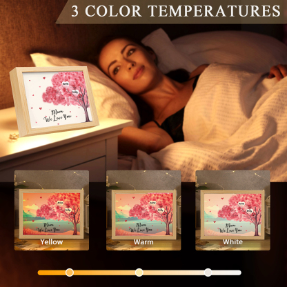 Personalised Frame Night Light Custom 1 Text & 2 Names Pink Family Tree Ornament Gifts for Mother/Grandma-Jessemade AU