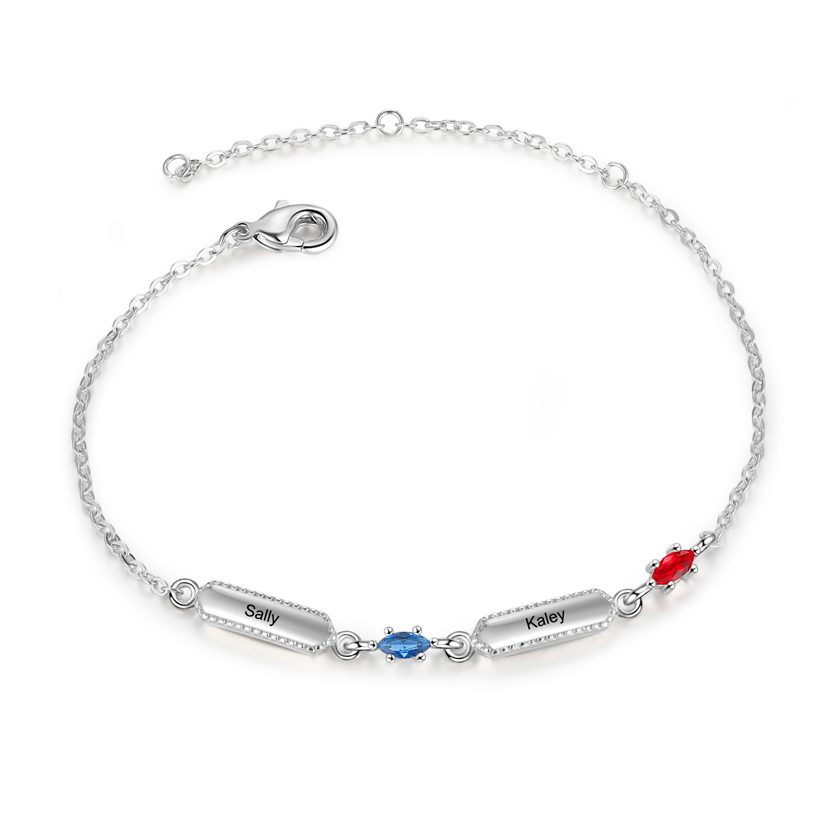 Custom Birthstone Bracelet with 2 Names Personalised Family Bracelet-Jessemade AU