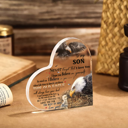 To My Son Acrylic Heart Keepsake Mum to Son Heart Ornament - This Old Eagle Will Always Have Your Back-Jessemade AU
