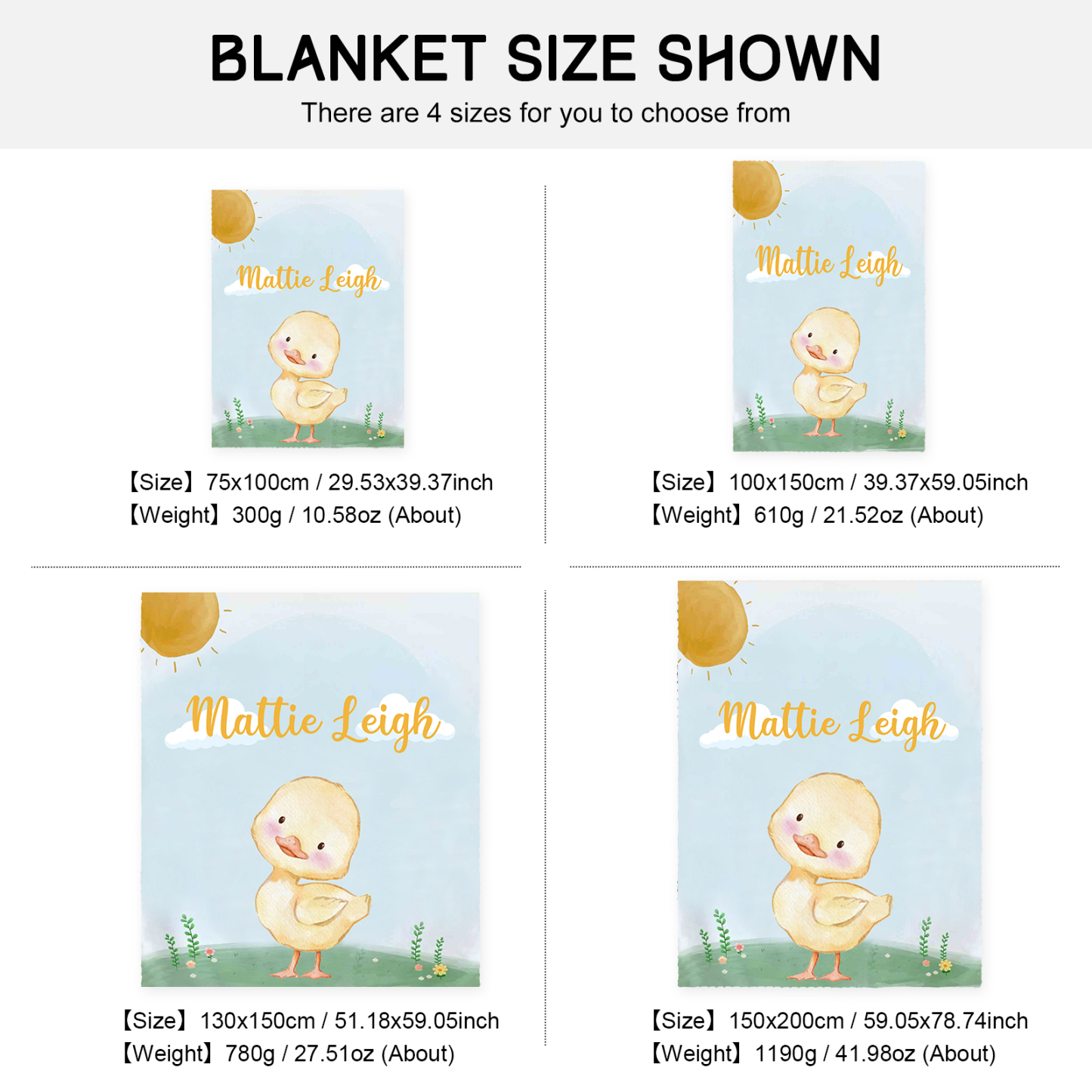 Personalised Chick Blanket Custom Name Cute Cartoon Blanket-Jessemade AU