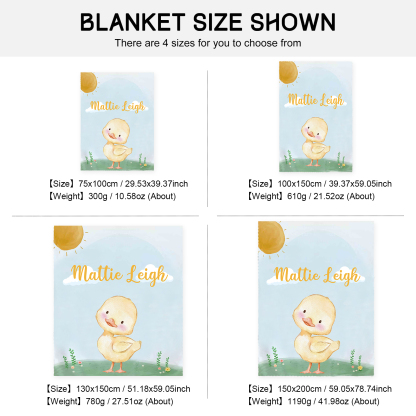 Personalised Chick Blanket Custom Name Cute Cartoon Blanket-Jessemade AU