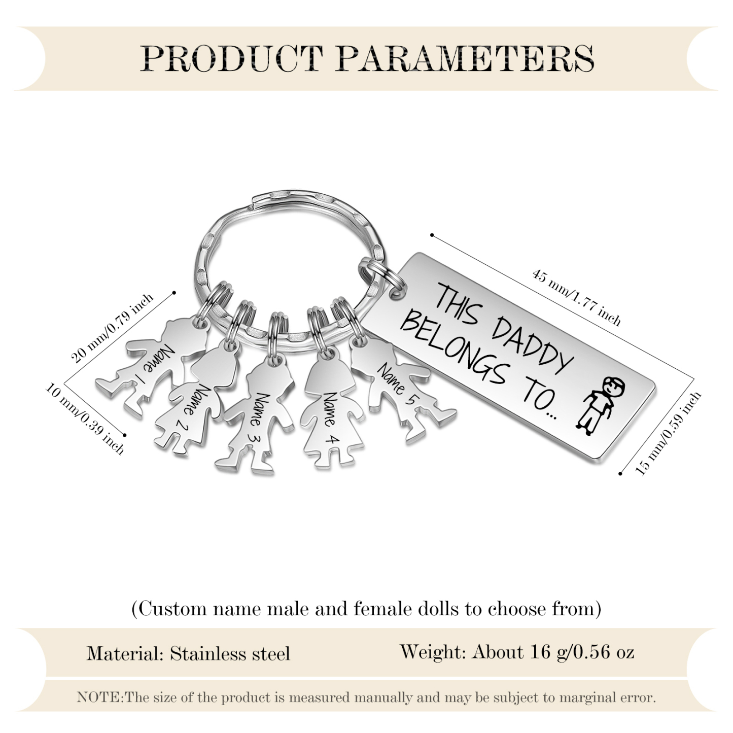 Personalised Keychain with 5 Kid Charms Father's Day Gift "This Daddy Belongs To" Custom Family Keyring-Jessemade AU