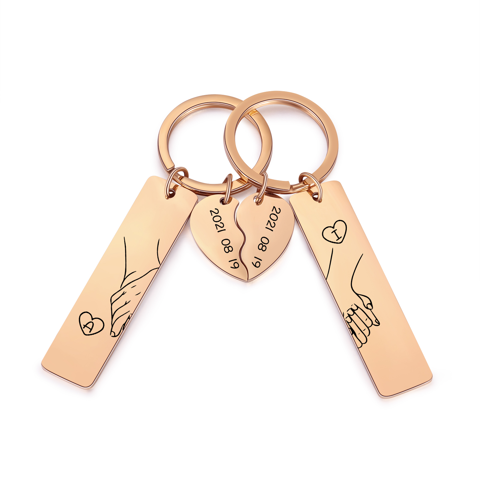 Personalised Hand in Hand Couple Keychain Set Engrave Name Matching Couple Gifts-Jessemade AU