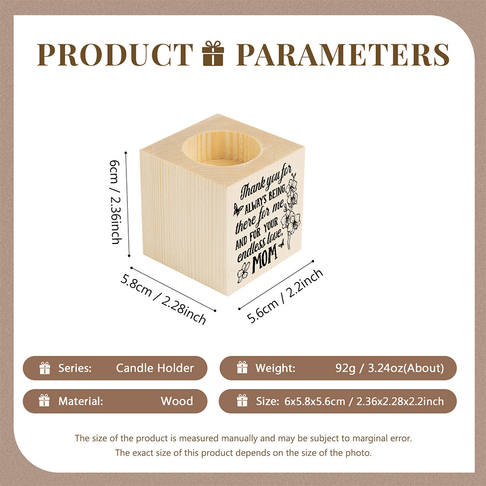 Block Candle Holder Thank You for Always Being There For Me Wooden Candlesticks for Mother-Jessemade AU