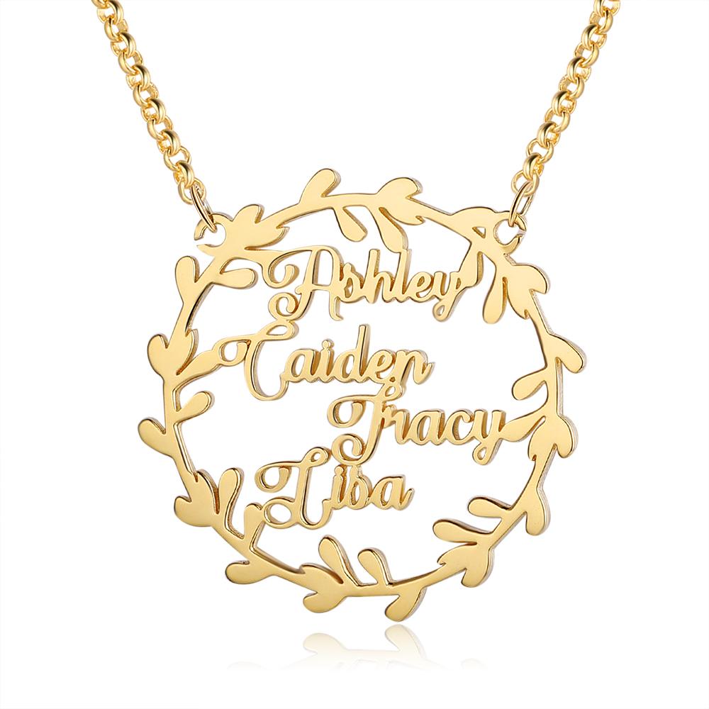 Personalised Circle Necklace Custom 4 Names Necklace Gift For Her-Jessemade AU
