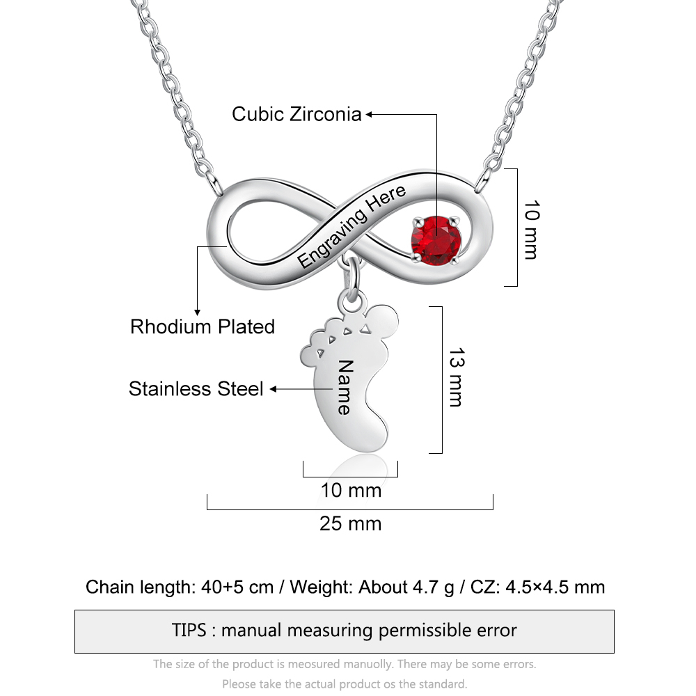 Mother's Day Gifts Personalised Infinity Baby Feet Mother Necklace Engraved 1 Names Necklace Gifts For Mom-Jessemade AU