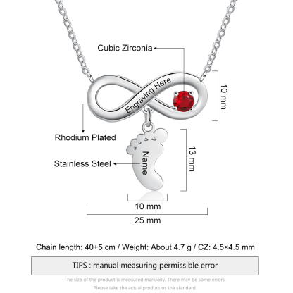 Mother's Day Gifts Personalised Infinity Baby Feet Mother Necklace Engraved 1 Names Necklace Gifts For Mom-Jessemade AU
