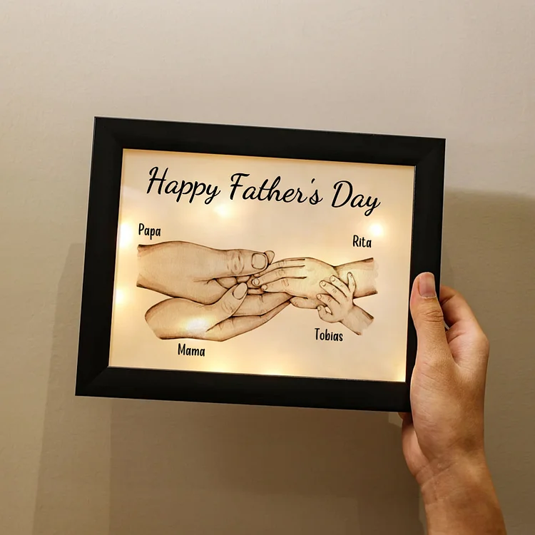 Personalised Family Holding Hands Picture Frames With Light Custom 4 Names Home Decor Gifts-Jessemade AU