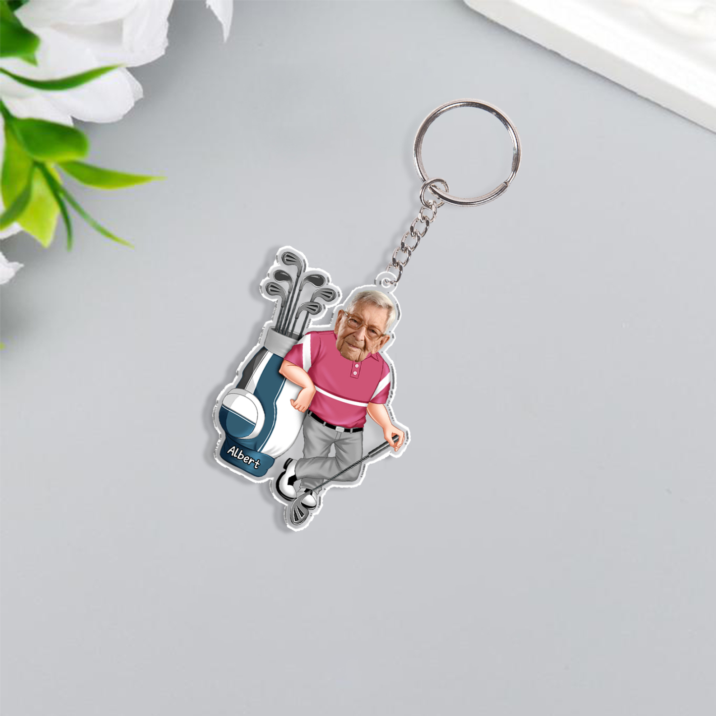 Custom Photo & Name Acrylic Keychain Golf Hanging Ornament Creative Personalised Gift for Him-Jessemade AU