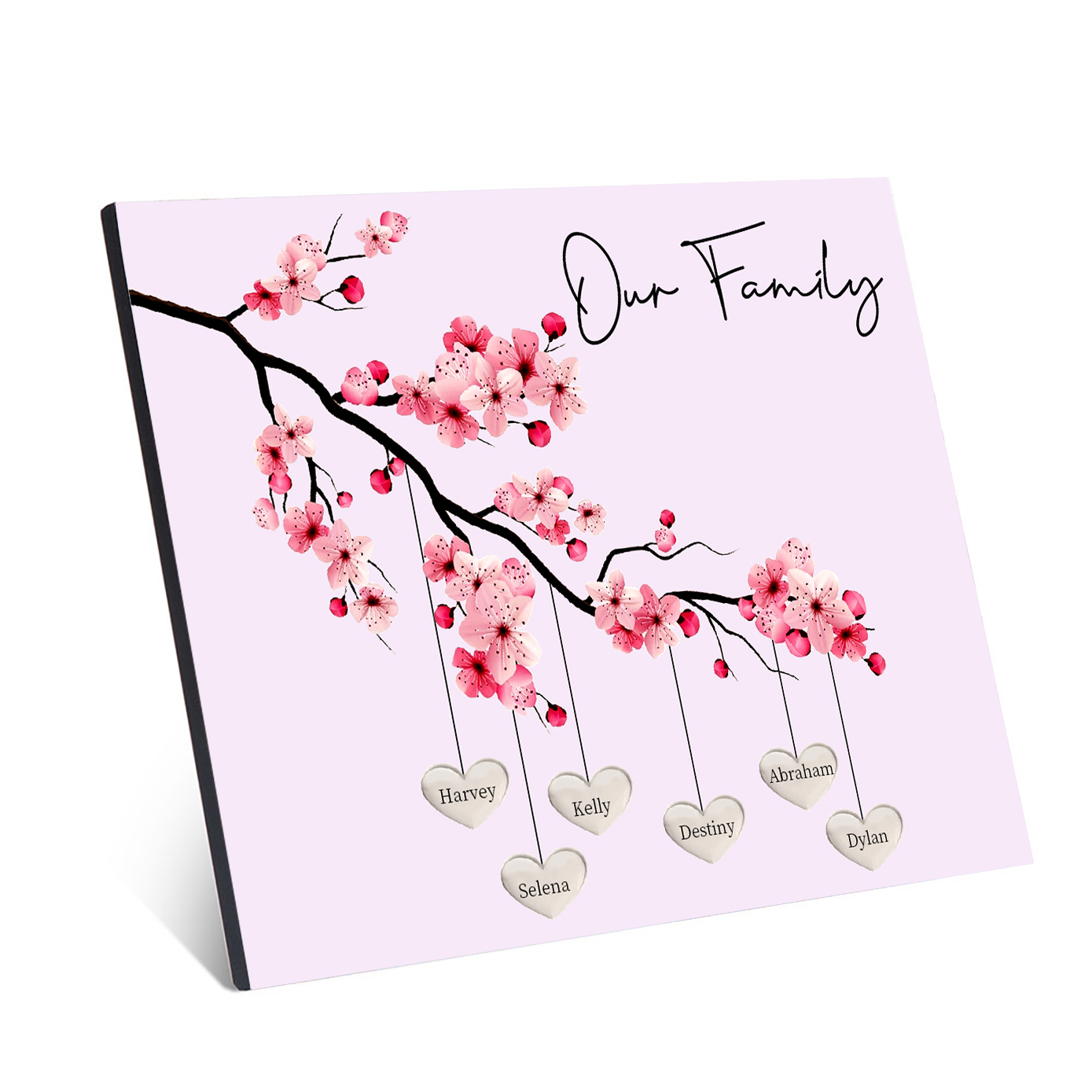 Personalised Plum Blossom Family Tree Picture Board Keepsake Wood Signs Photo Frame Engrave 6 Names-Jessemade AU