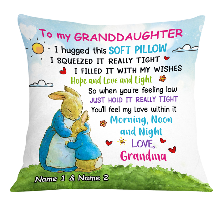 I Filled It With My Wishes, Rabbit Short Plush Pillow Case Easter Gifts For Granddaughter-Jessemade AU