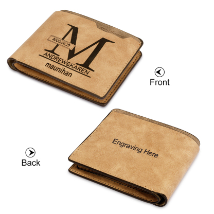 Personalised Leather Wallet Engraved Photo Short Purse Folding Wallet Gifts For Men-Jessemade AU