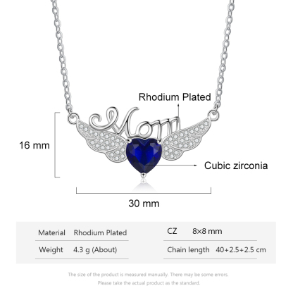 Personalised Wings Necklace with Birthstone Engraved Name Gifts for Her-Jessemade AU