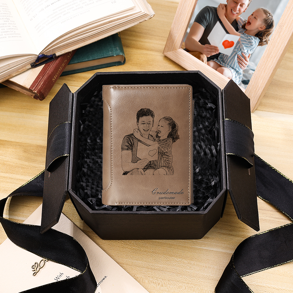Men's Photo Custom Wallet Brown Personalised Gifts-Jessemade AU