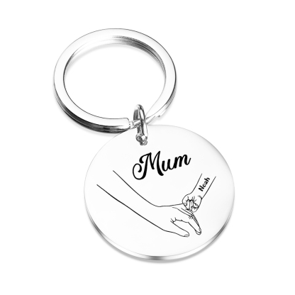 1 Name - Personalised Text Keychain Holding Hands Keychain Mother's Day Gifts For Grandma/Mother-Jessemade AU