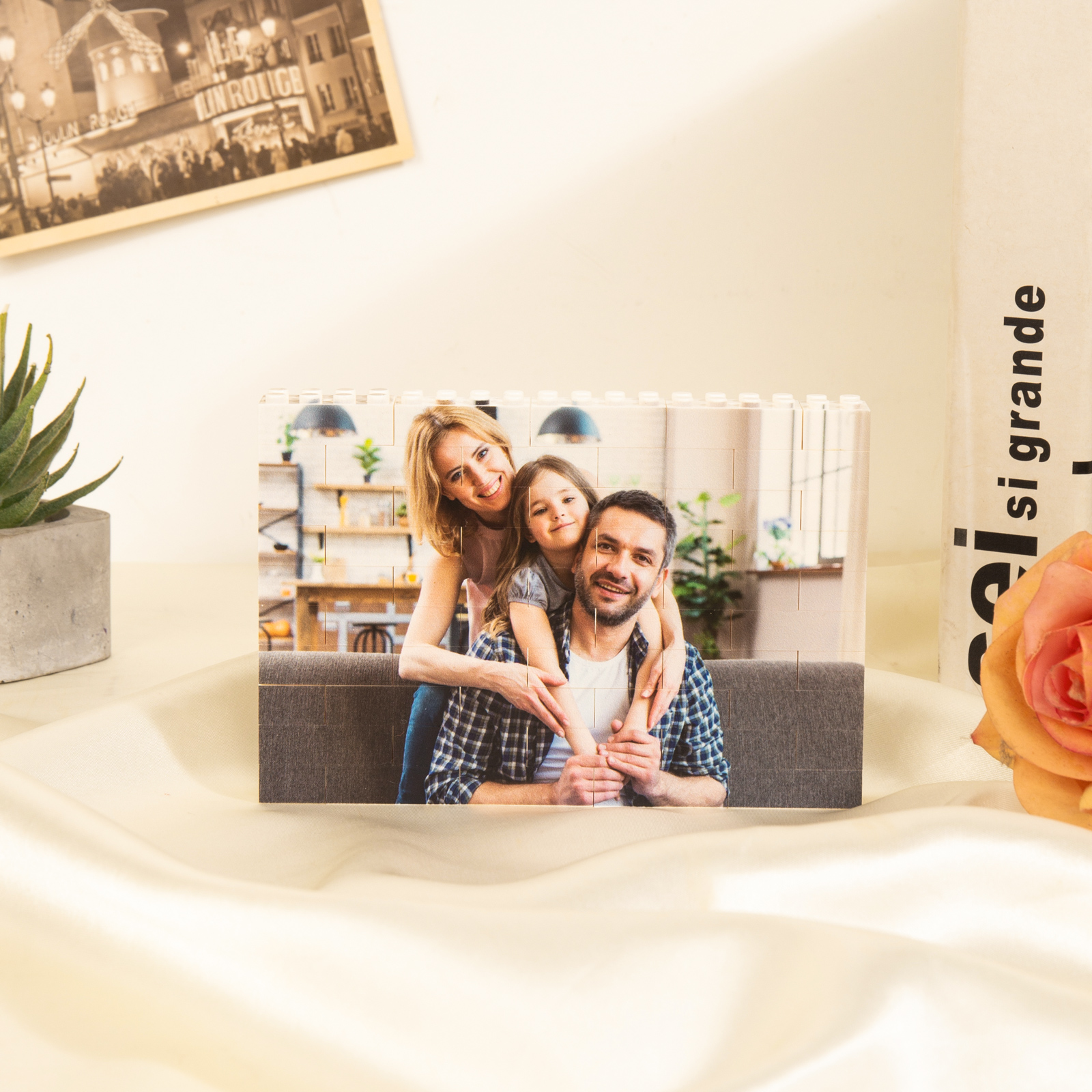Customised Building Blocks Puzzle Personalised Photo Brick Square Shape Puzzle Kids Couple BBF Family Gift-Jessemade AU