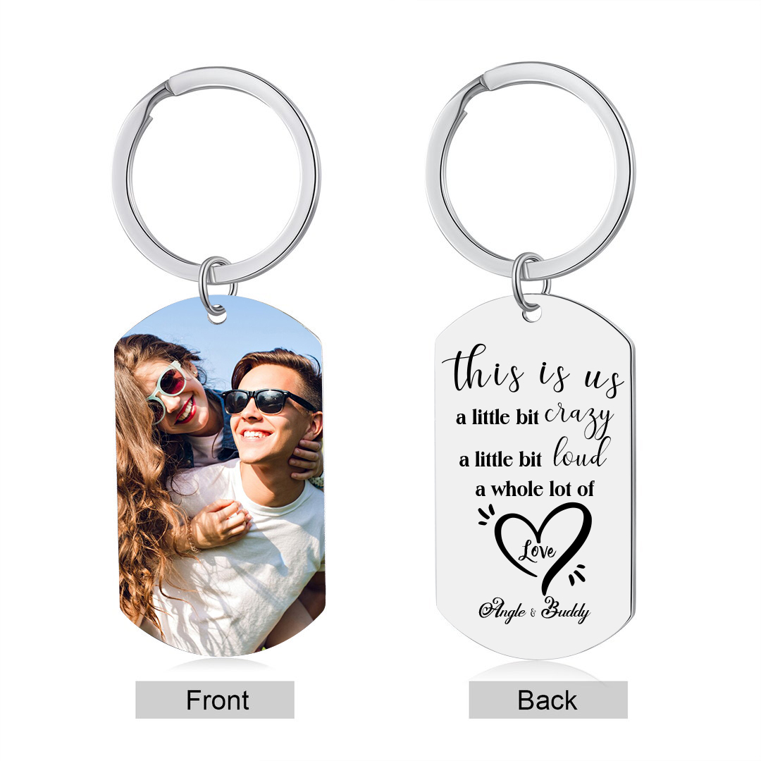 Personalised Couple Photo Keychain Customised 2 Names Keyring Valentine's Day Gifts - This Is Us, A Whole Lot Of Love-Jessemade AU