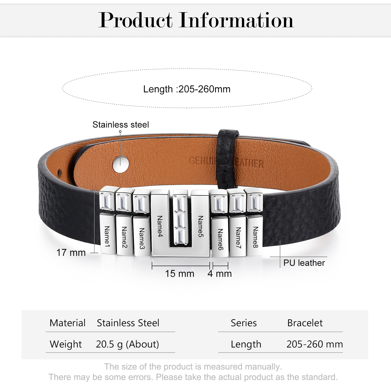Mother's Day Gifts Personalised Leather Bracelet With 8 Names Gifts For Women-Jessemade AU