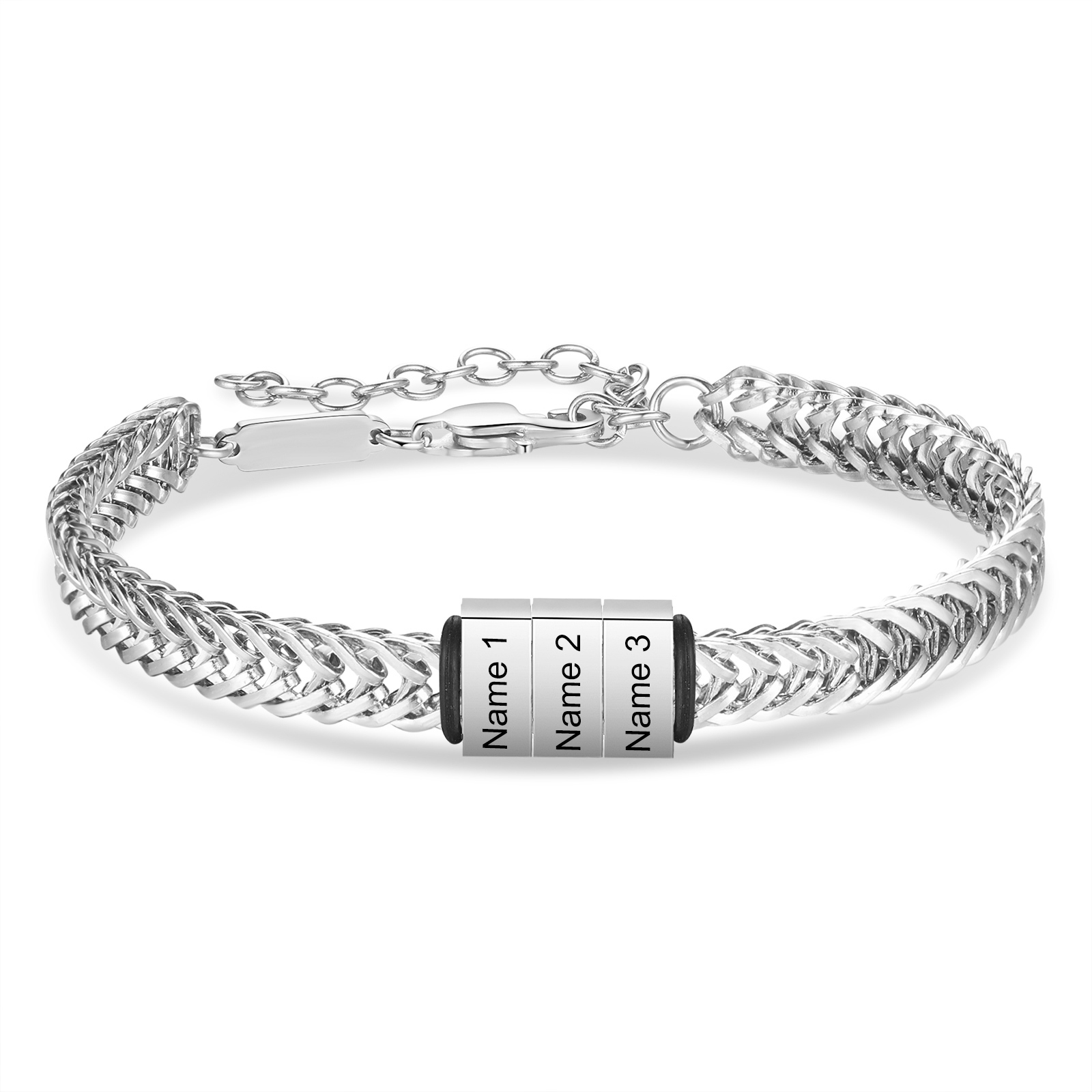 Personalised Men's Beaded Bracelet Custom 4 Names Adjustable Bracelets Stainless Steel Gifts for Him-Jessemade AU
