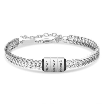 Personalised Men's Beaded Bracelet Custom 4 Names Adjustable Bracelets Stainless Steel Gifts for Him-Jessemade AU